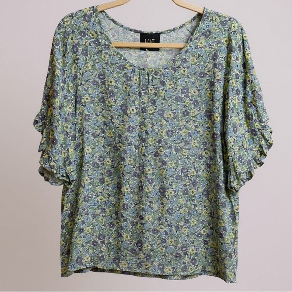 Anthropologie: W5 Floral Blouse - Purple, Green, Yellow, Green‎ Size M *249